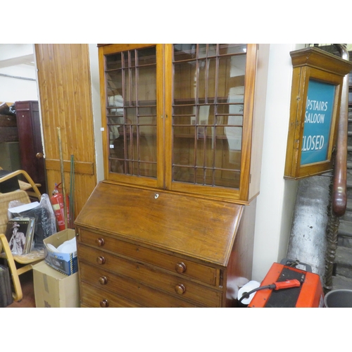 484 - Victorian Inlaid Mahogany and Glazed Bureau/Bookcase