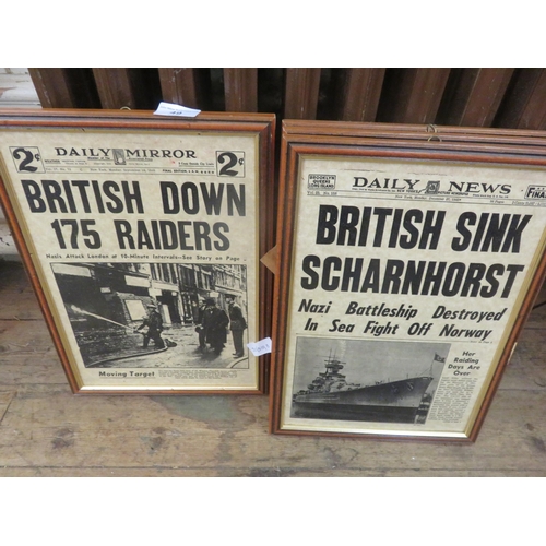 49 - Four Reproduction Framed WW2 Newspapers