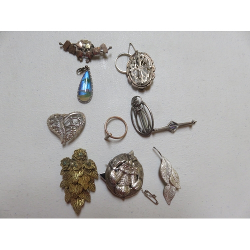 73 - Lot of Silver Jewellery, Brooches, Butterfly Wing etc