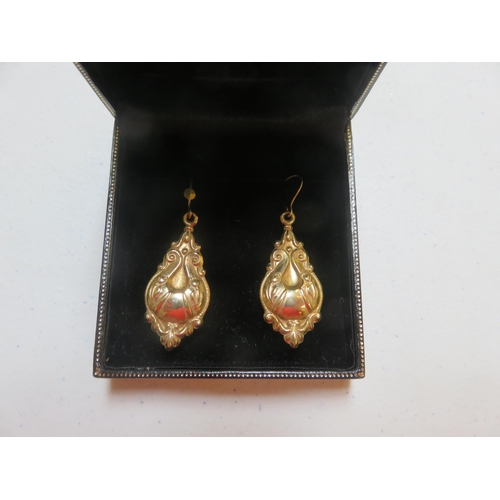 91 - Pair of Gold Victorian Type Pendant Earrings