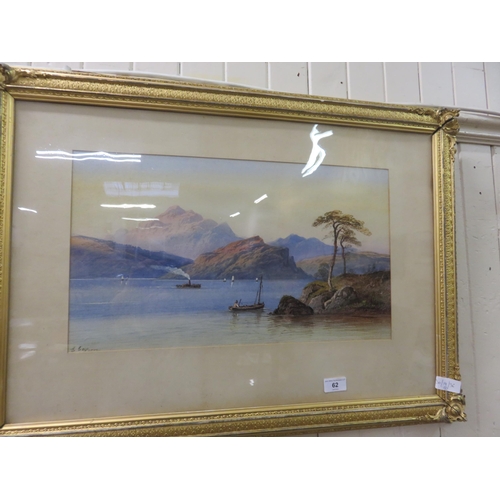 62 - Pair of Framed Watercolours Extensive Lake and Landscape Scenes