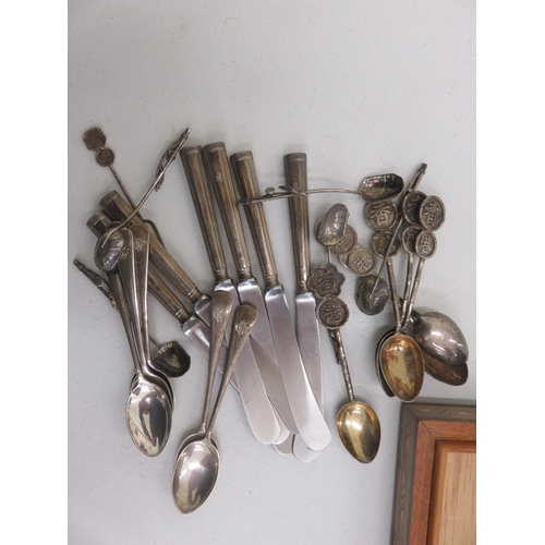 104 - Quantity of Silver Butter Knives, Tea Spoons and Chinese Silver Cutlery