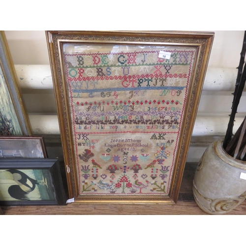 18 - Sampler in Gilt Frame