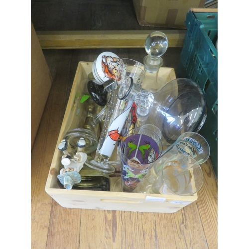 279 - Bric-a-Brac - Includes Brass Candle Holders and Glassware, Hummel Pin Dish