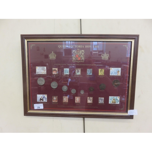 29 - Life of Queen Victoria Framed Stamp and Coin Set