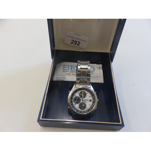 292 - Seiko Chronograph With Box and Paperwork