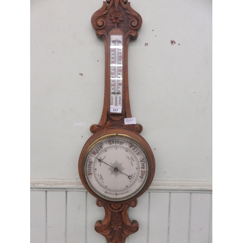 317 - Large Oak Cased Barometer