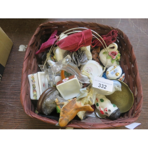 332 - Basket of Curios, Coins, etc