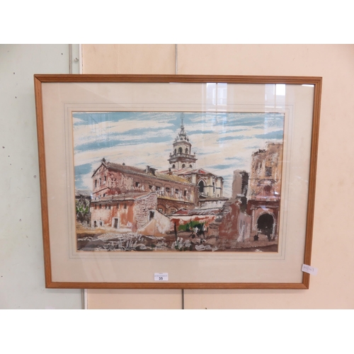 35 - Framed Watercolour - Estella, Spain- James Miller