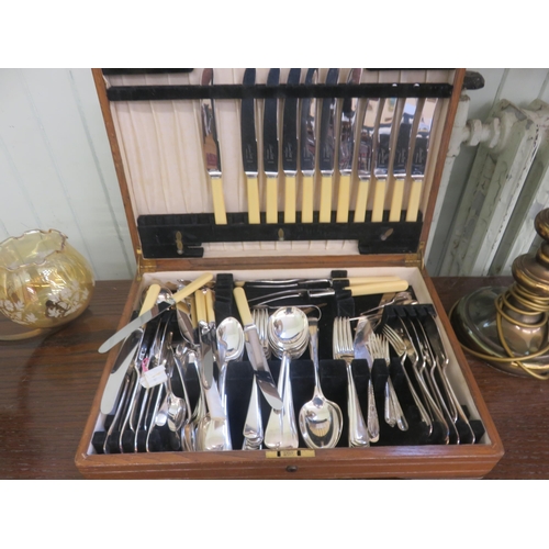 351 - Canteen of Plated and Bone Handled Cutlery