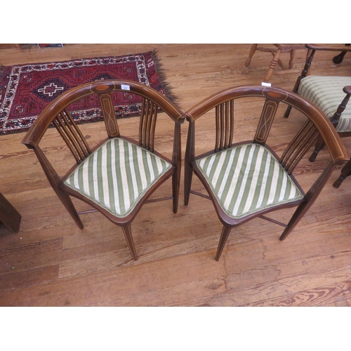 377 - Pair of Inlaid Upholstered Corner Chairs