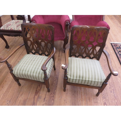 378 - Pair of Pierced Back Occasional Chairs