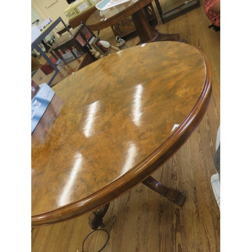 391 - Victorian Walnut Oval Pedestal Table