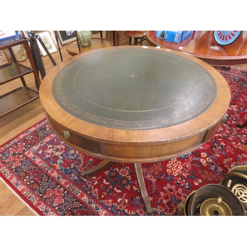 415 - Circle Mahogany Leather Topped Drum Table