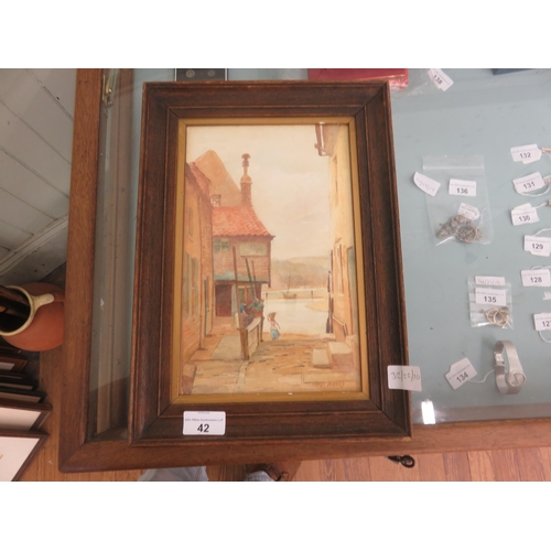 42 - Framed Watercolour - Tin Ghaut, Whitby  - Edward Stanley Inchbold