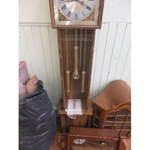 440 - Modern Battery Powered Long Case Clock and One Other