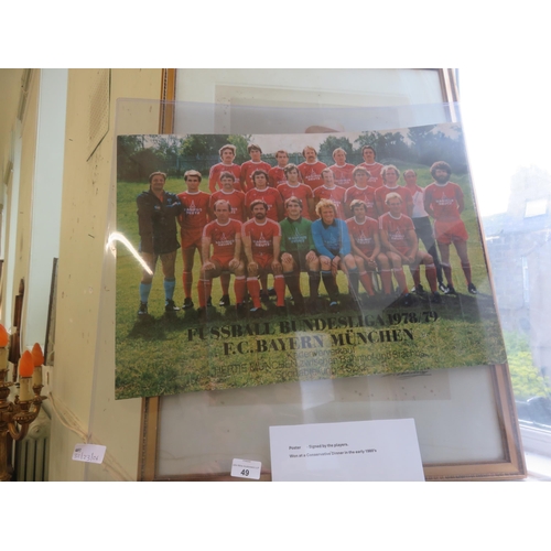 49 - Framed Picture of Lady (Foxed)  and a Signed Bayern Munchen Poster 1978-79