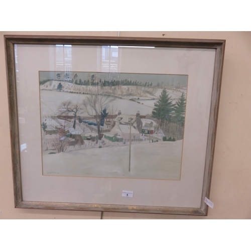 5 - Framed Watercolour - Snowfields, Lumphanan - George Mackie 1969