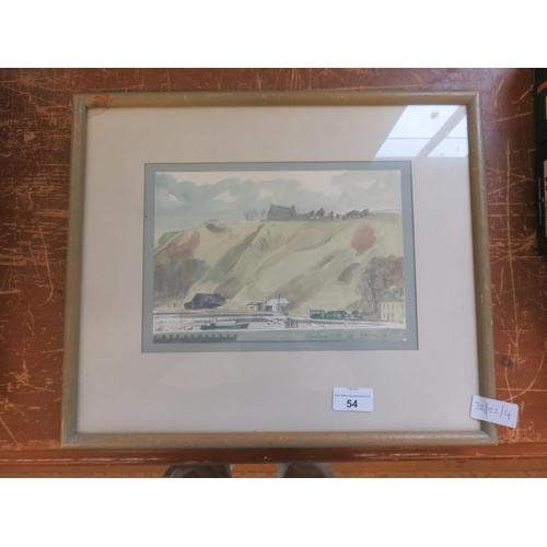 54 - Framed Watercolour - Stonehaven Cliffs - George Mackie 1975