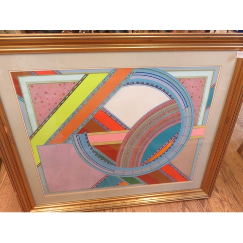 73 - Gilt Framed Mixed Media Abstract - artist Philip Thomas Thain