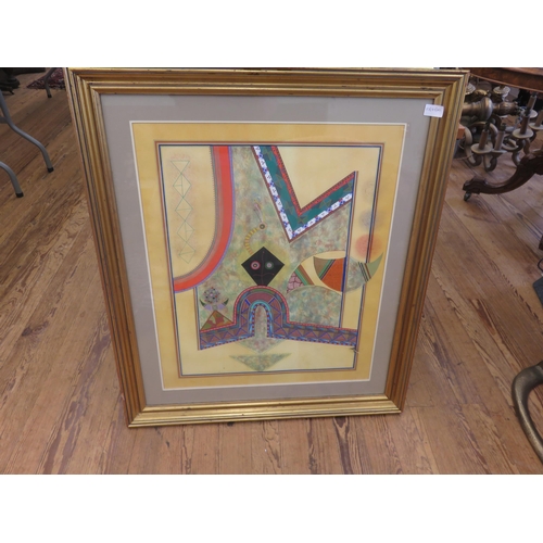 74 - Gilt Framed Mixed Media Abstract - artist Philip Thomas Thain