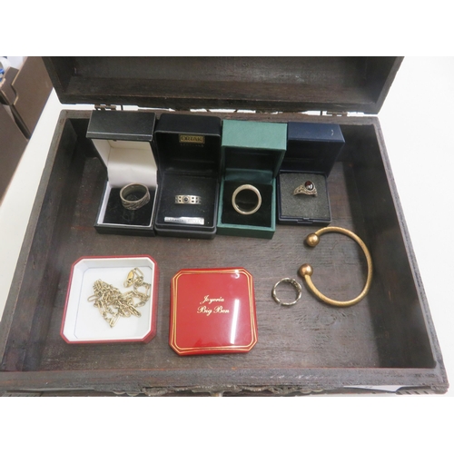 78 - Wooden Box Containing Silver and Other Jewellery