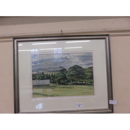 9 - Framed Watercolour  - Summer Clouds, Midmar - Donald Murray