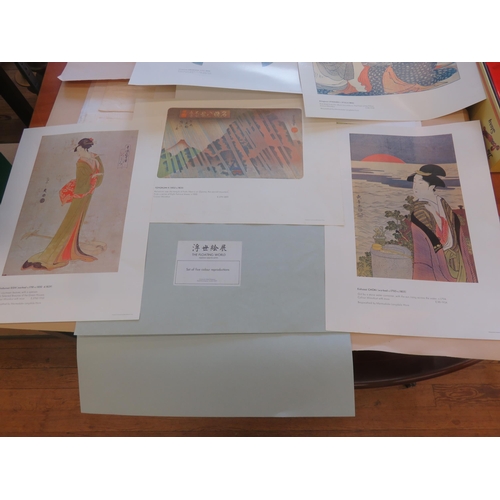 75 - Large folder of Unframed Japanese. Barbara Robertson and Other Prints