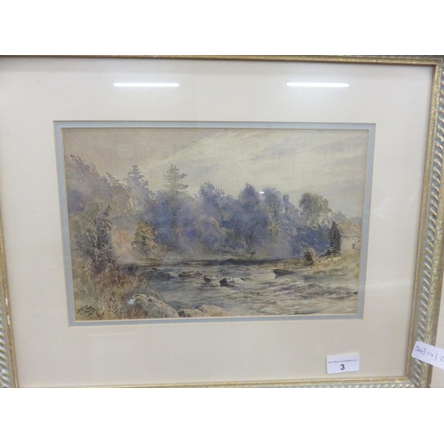 3 - Framed Watercolour - The Don - Mon E.T.F. and dated 1875