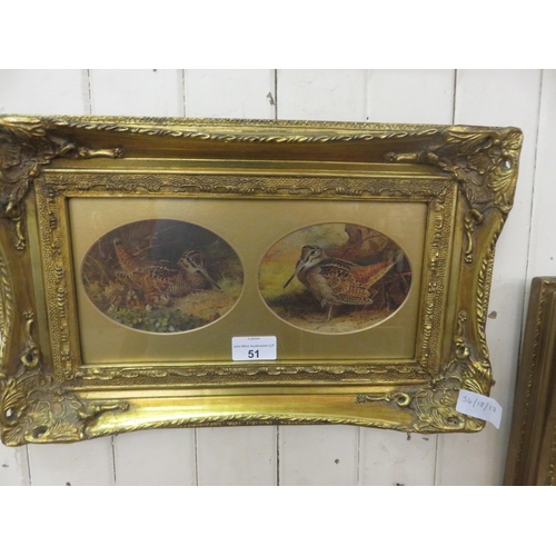 51 - Archibald Thorburn - Pair of Birds - Varnished Print in Gilt Frame