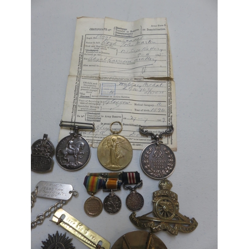 70 - Three World War One Medals Including Military Medal 268991 GNR. J.M. Boyd R.A. with Miniature Cap Ba... 