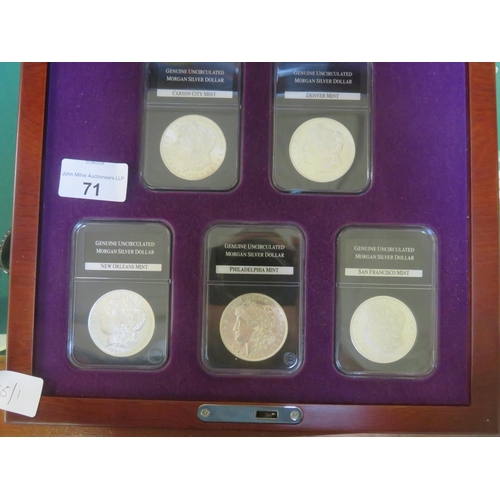 71 - The Complete Uncirculated US Morgan Silver Dollar Mint Set Featuring Carson City, Denver, New Orlean... 