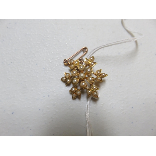 97 - Victorian 15ct Gold and Seed Pearl 'Snowflake' Brooch