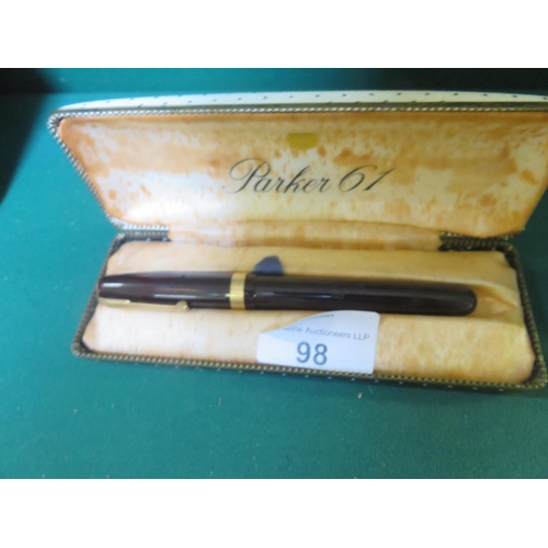 98 - Cased Vintage Parker 61 Fountain Pen