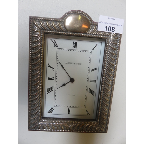 108 - Mappin and Webb Silver Faced Mantel Clock