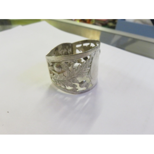 135 - Pierced Silver Thistle Napkin Ring