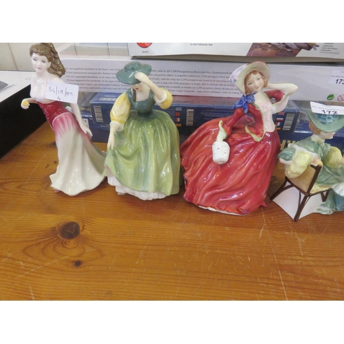 172 - Four Royal Doulton Figures - Ascot, Autumn Breezes, Buttercup and For You