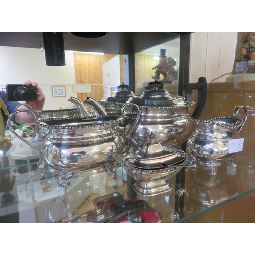 196A - Plated Teapot, Cream Jug, Bowl and Sugar Bowl