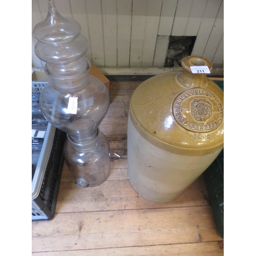 211 - Forbes, Maxwell & Co Aberdeen. Four Gallon Crock and Four Pint Chemists Decanter