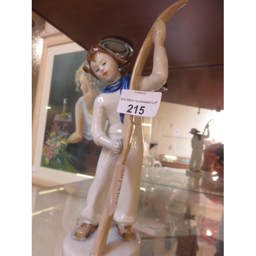 215 - Soviet Figure of Woman Waxing Ski