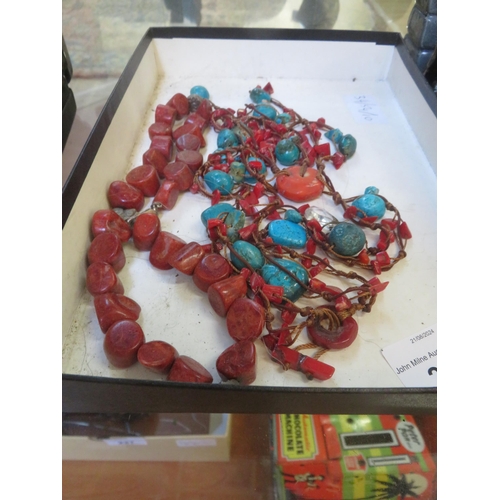 225 - Silver Coral Necklace and a Coral Turquoise Necklace