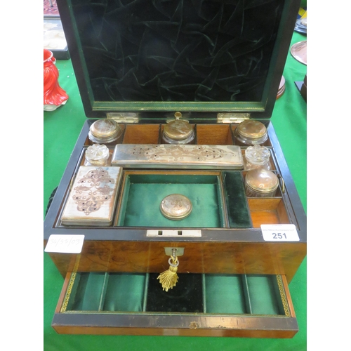 251 - Antique Walnut Vanity Box with Jewellery Tray