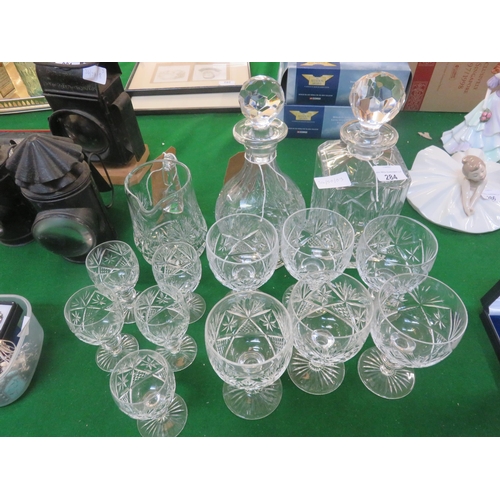 284 - Star of Edinburgh Round Decanter, Whisky Jug, Whisky Decanter and Glasses