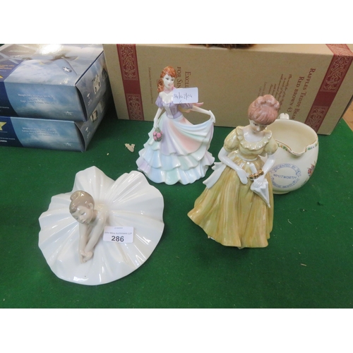 286 - Nao Ballerina Figure, Coalport Figure Picked Specially for You, Royalty Jug and one Other figure