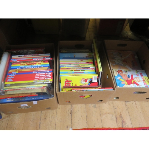 293 - Three Boxes of Dandy, Shoot, Beano , Rupert the Bear, etc Annuals