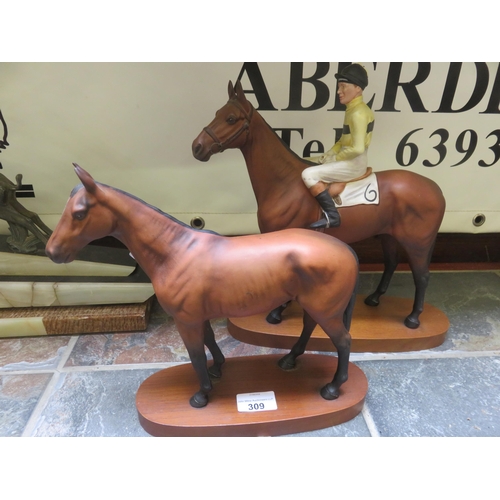 309 - Two Beswick Horses - Arkle with Jockey Pat Taaffe and Mill Reef