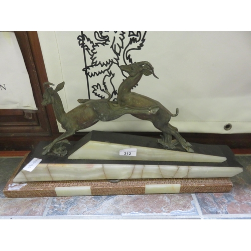 312 - Art Deco Period Figure Group - Two Antelope (AF)