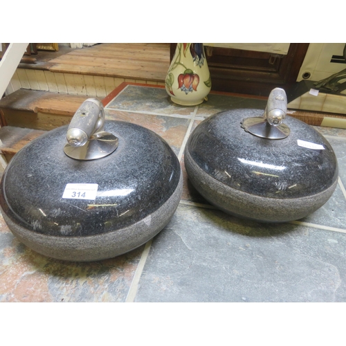 314 - Pair of Bi-Colour Granite Curling Stones