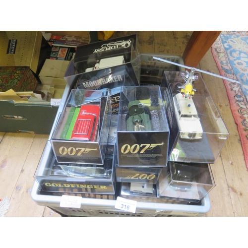 316 - Box with The James Bond Car Collection Vehicles