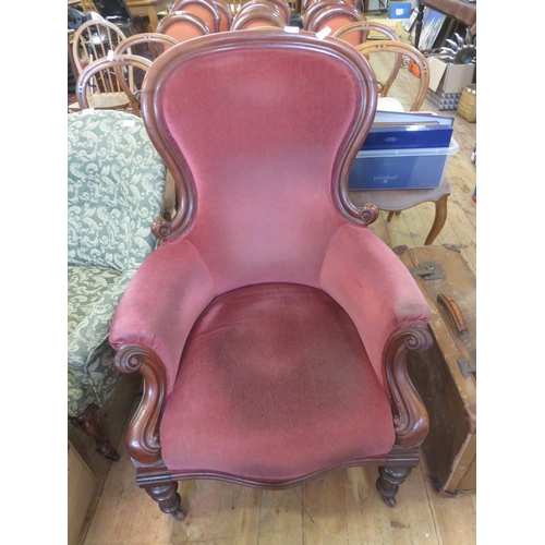 403 - Victorian Mahogany Framed Armchair